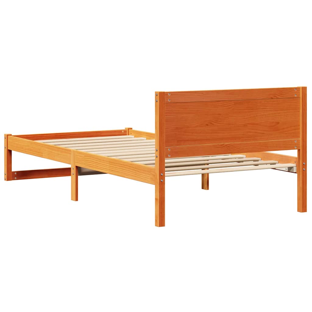 Sengestel Med Hovedgærde Brun 75 X 190 Cm Massivt Fyrretræ - Billede 7
