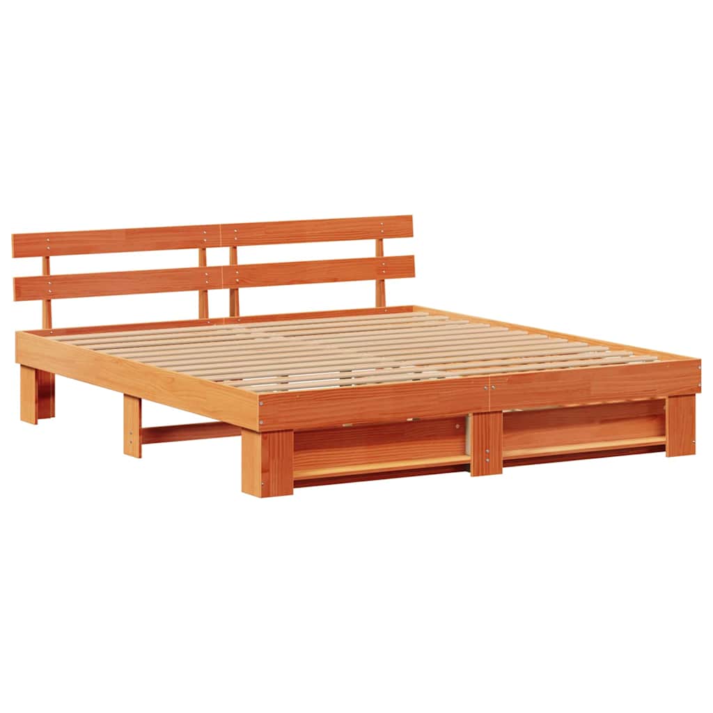 Sengestel Med Skuffe Gyldenbrun 180 X 200 Cm Massivt Fyrretræ - Billede 7