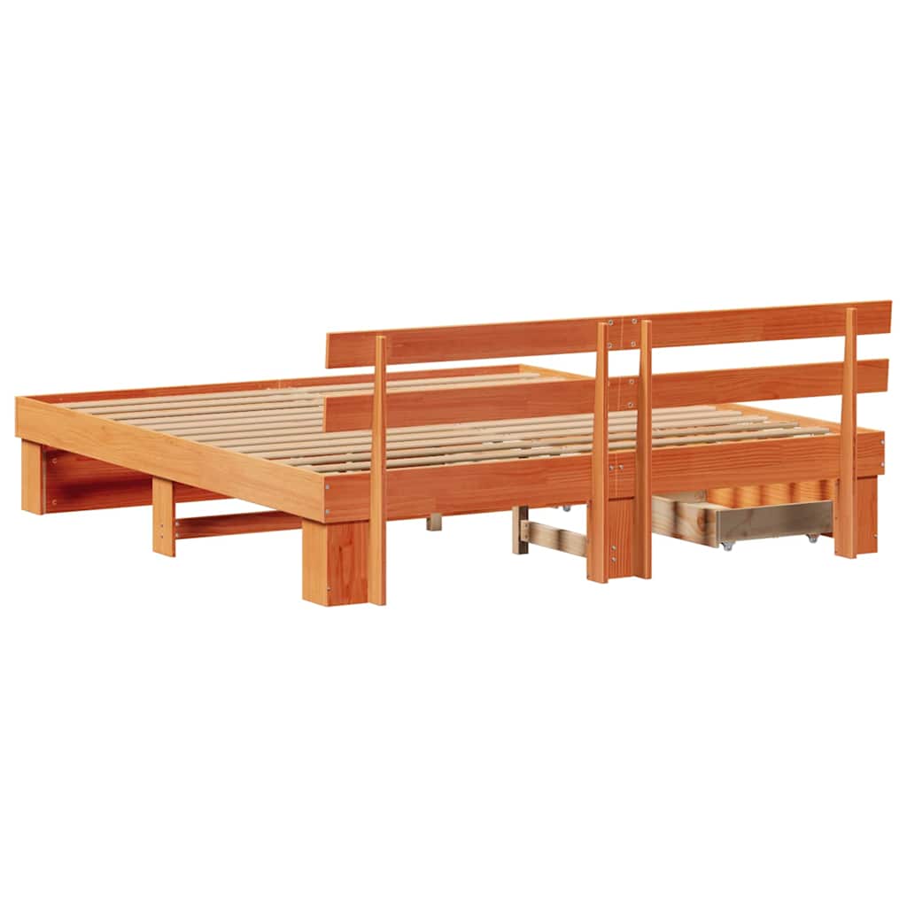 Sengestel Med Skuffe Gyldenbrun 180 X 200 Cm Massivt Fyrretræ - Billede 10