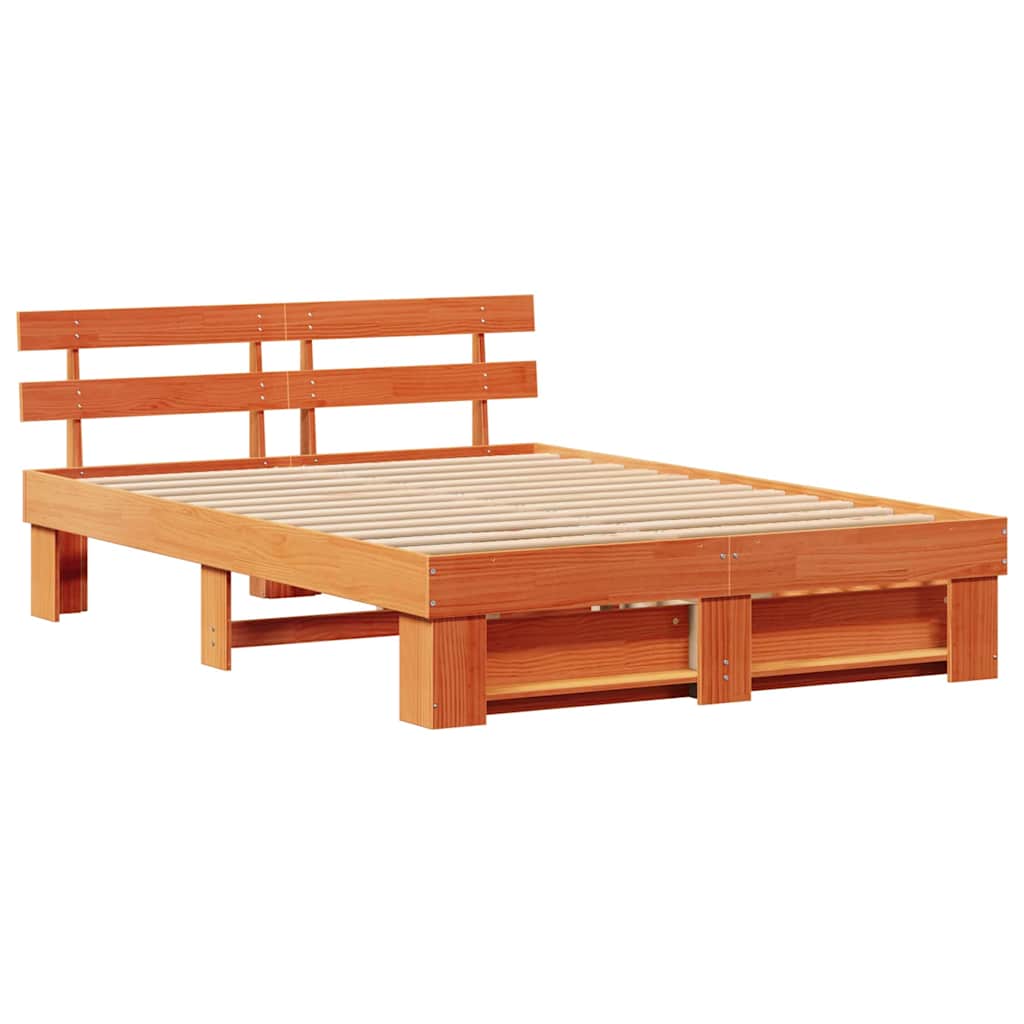 Sengestel Med Skuffe Gyldenbrun 160 X 200 Cm Massivt Fyrretræ - Billede 7