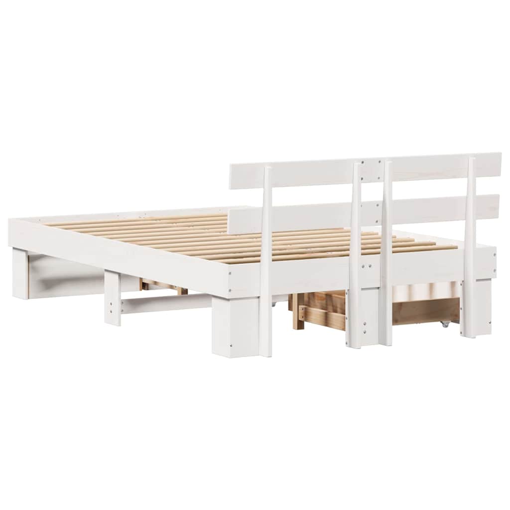 Sengestel Med Hovedgærde Hvid 120 X 200 Cm Massivt Fyrretræ - Billede 10