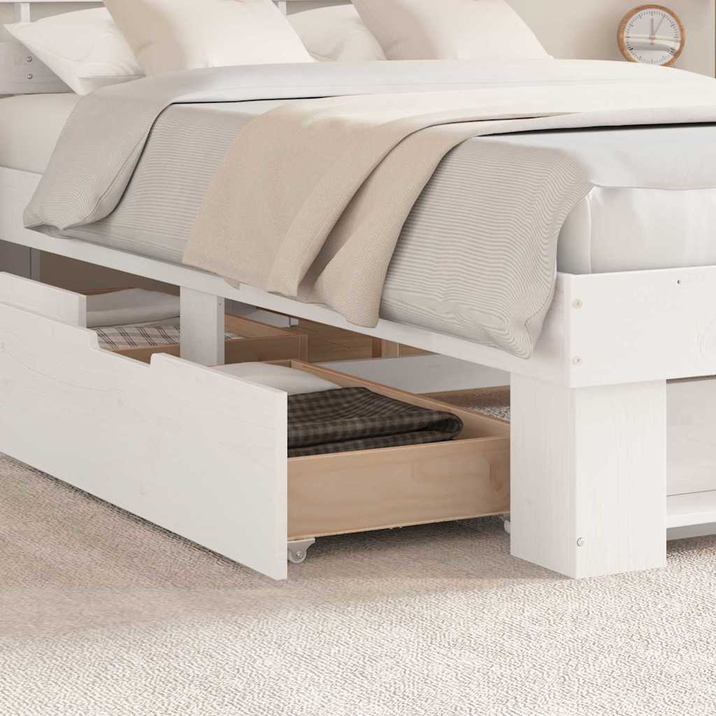 Sengestel Med Hovedgærde Hvid 135 X 190 Cm Massivt Fyrretræ - Billede 5