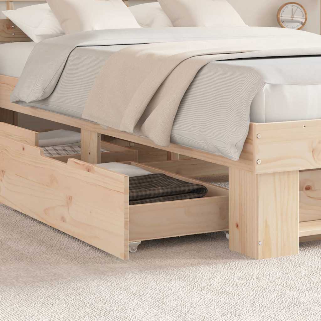 Sengestel Med Hovedgærde Brun 120 X 190 Cm Massivt Fyrretræ - Billede 5