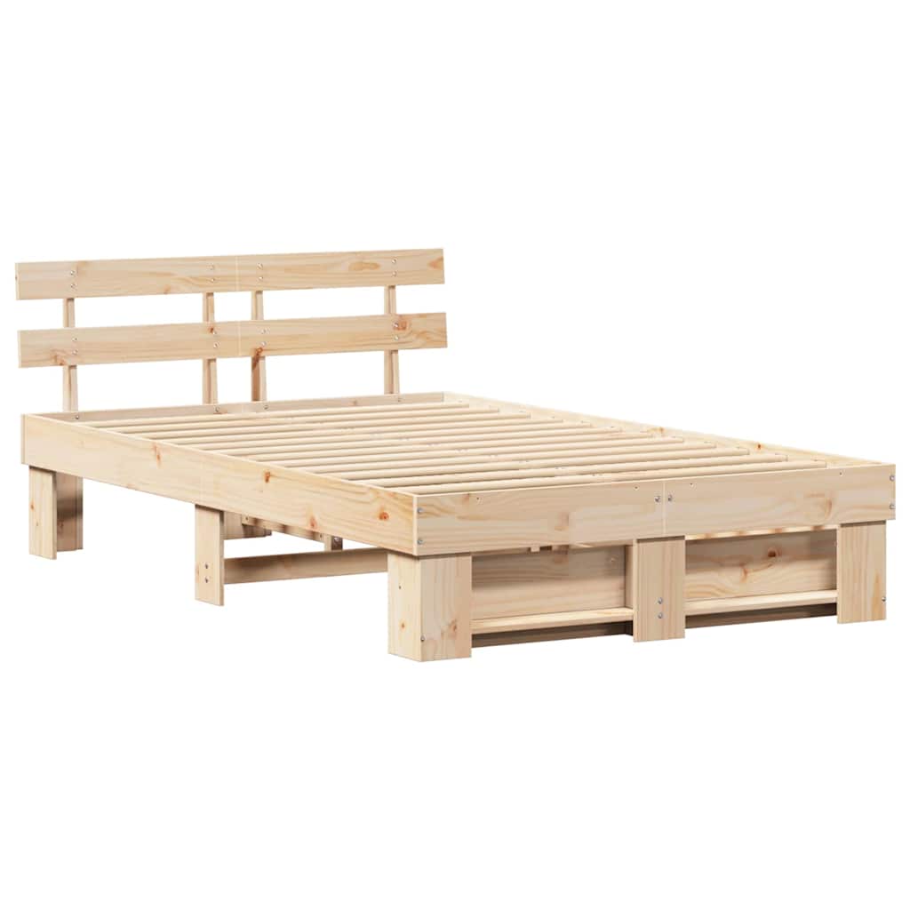 Sengestel Med Hovedgærde Brun 120 X 190 Cm Massivt Fyrretræ - Billede 7