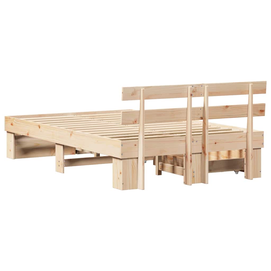 Sengestel Med Hovedgærde Brun 120 X 190 Cm Massivt Fyrretræ - Billede 10