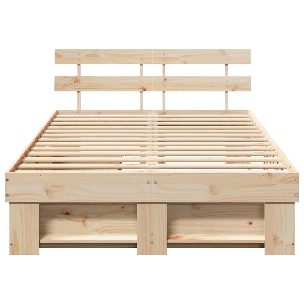 Sengestel Med Hovedgærde Brun 120 X 190 Cm Massivt Fyrretræ - Billede 8