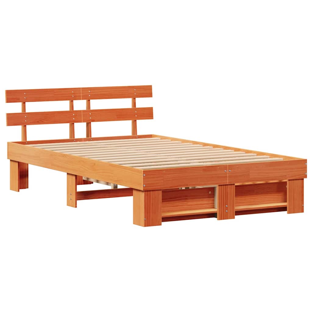 Sengestel Med Skuffe Gyldenbrun 120 X 190 Cm Massivt Fyrretræ - Billede 7