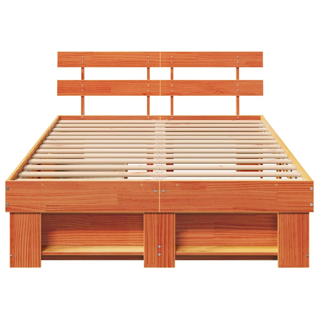Sengestel Med Skuffe Gyldenbrun 120 X 190 Cm Massivt Fyrretræ - Billede 8