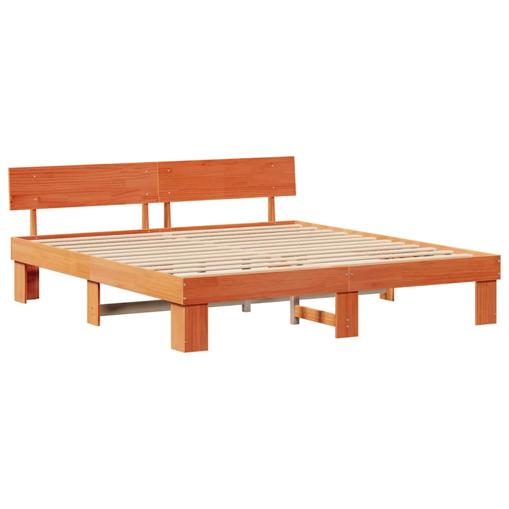 Sengestel Gyldenbrun 200 X 200 Cm Massivt Fyrretræ - Billede 2