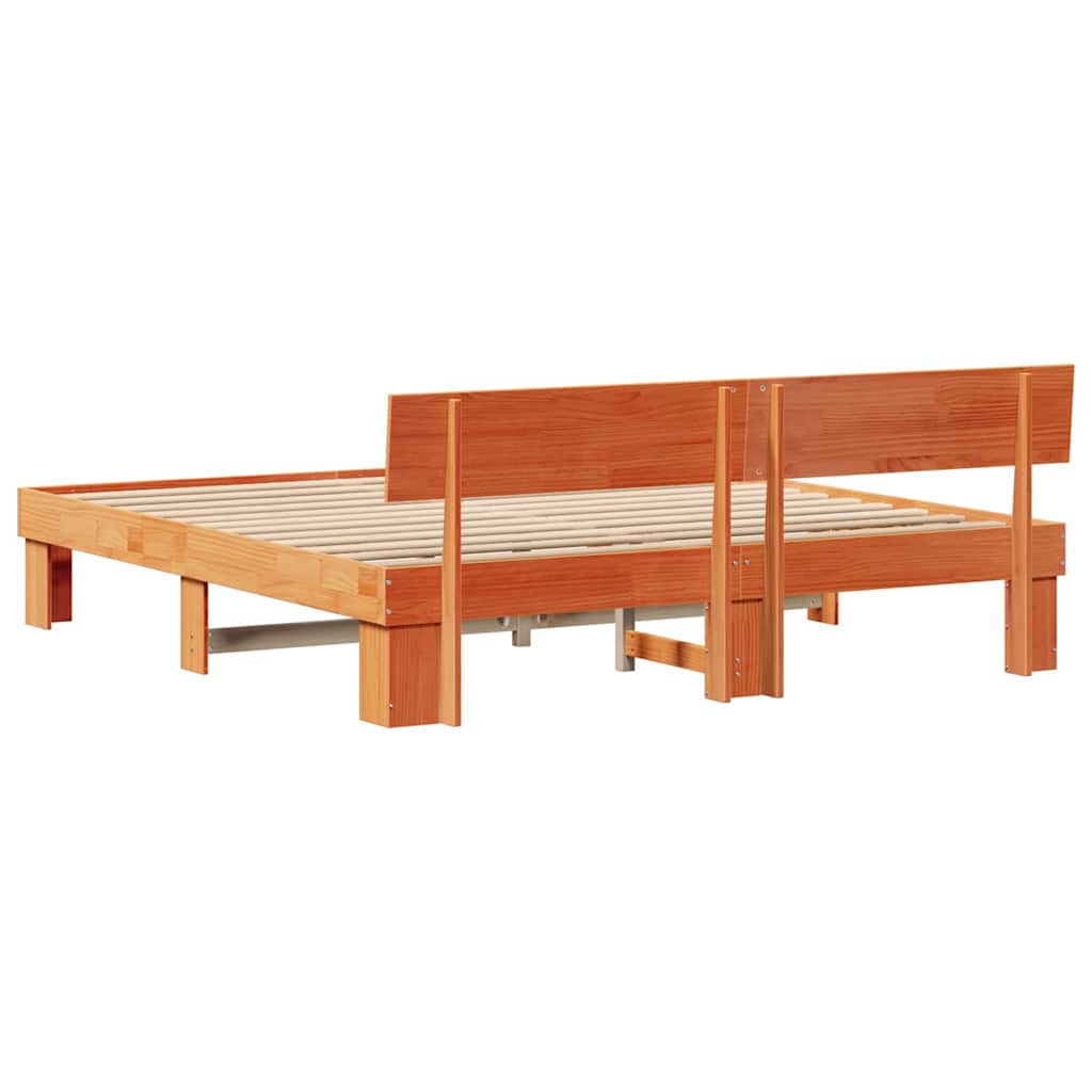 Sengestel Gyldenbrun 200 X 200 Cm Massivt Fyrretræ - Billede 7