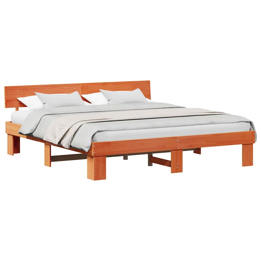 Sengestel Gyldenbrun 200 X 200 Cm Massivt Fyrretræ - Billede 3