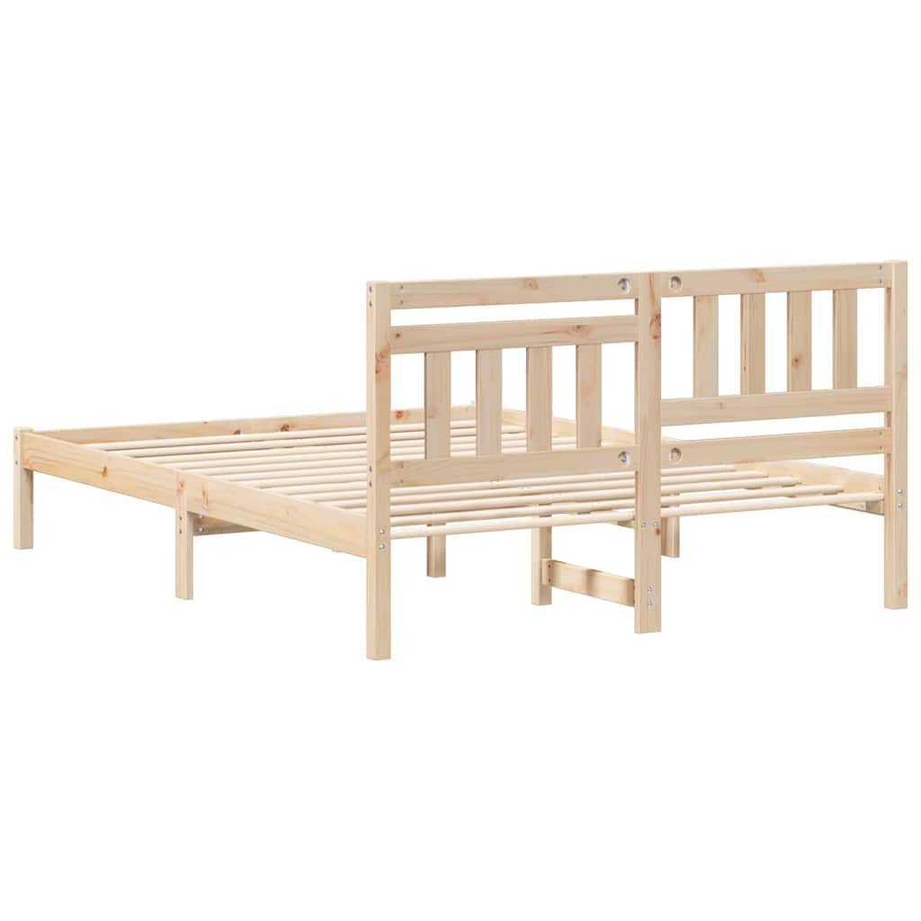 Sengestel Med Hovedgærde Brun 135 190 Cm Massivt Fyrretræ - Billede 8