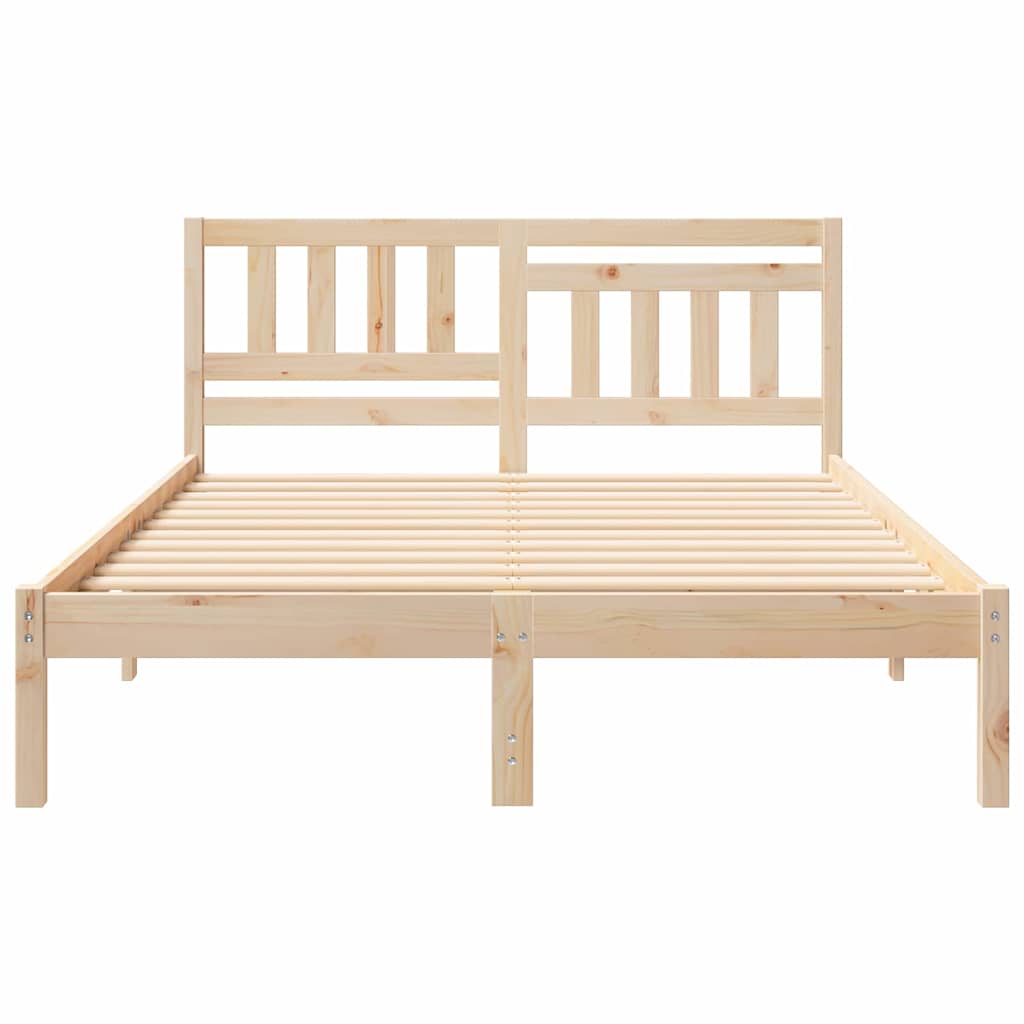 Sengestel Med Hovedgærde Brun 135 190 Cm Massivt Fyrretræ - Billede 6