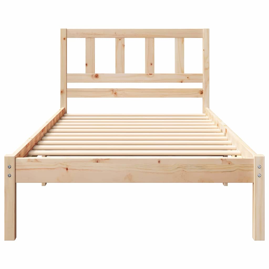 Sengestel Med Hovedgærde Brun 90 190 Cm Massivt Fyrretræ - Billede 6