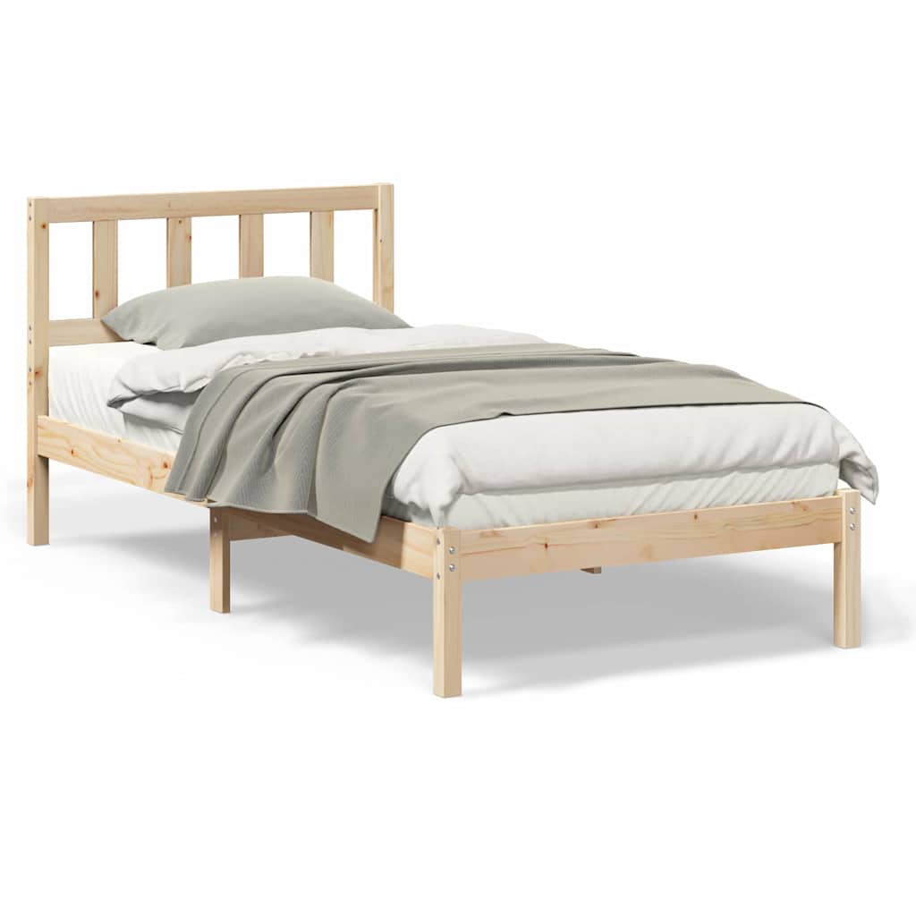 Sengestel Med Hovedgærde Brun 90 190 Cm Massivt Fyrretræ - Billede 4