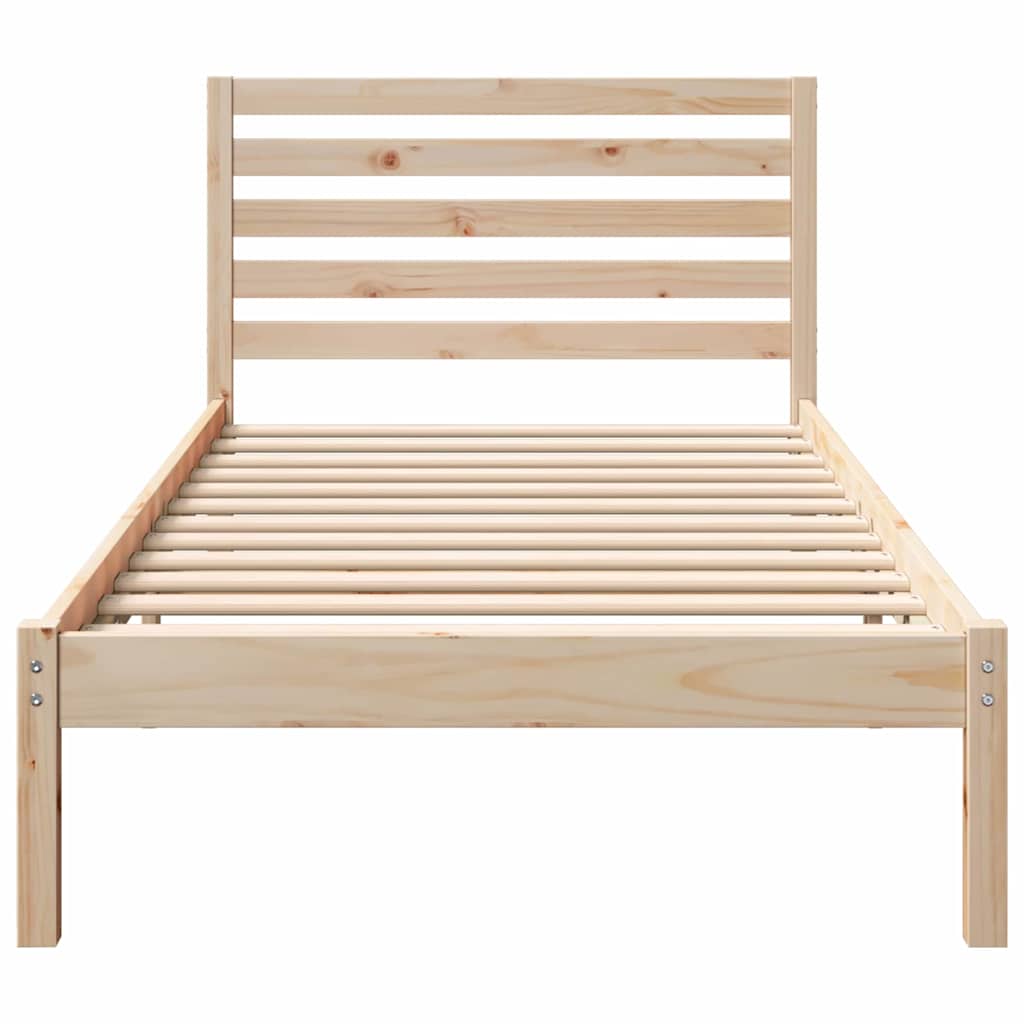 Sengestel Med Hovedgærde Brun 90 190 Cm Massivt Fyrretræ - Billede 6