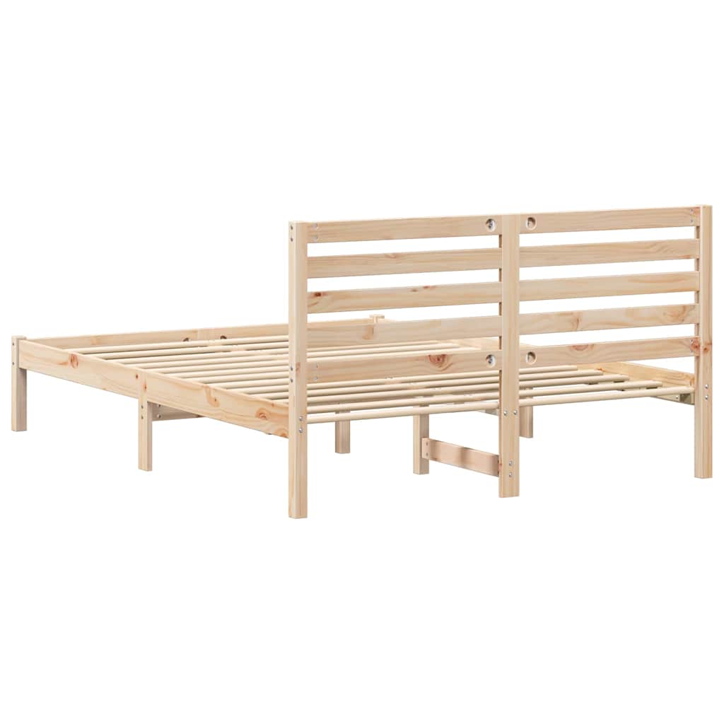 Sengestel Med Hovedgærde Brun 135 190 Cm Massivt Fyrretræ - Billede 8