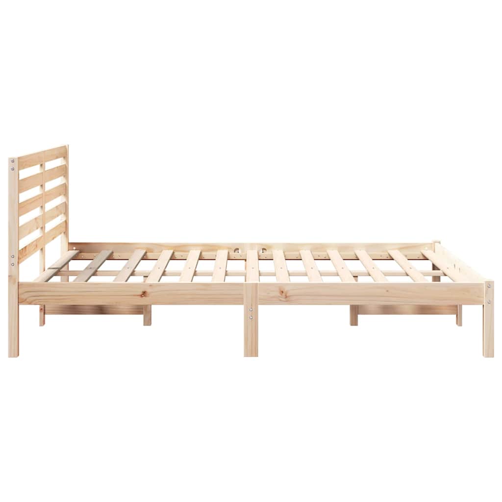 Sengestel Med Hovedgærde Brun 135 190 Cm Massivt Fyrretræ - Billede 7