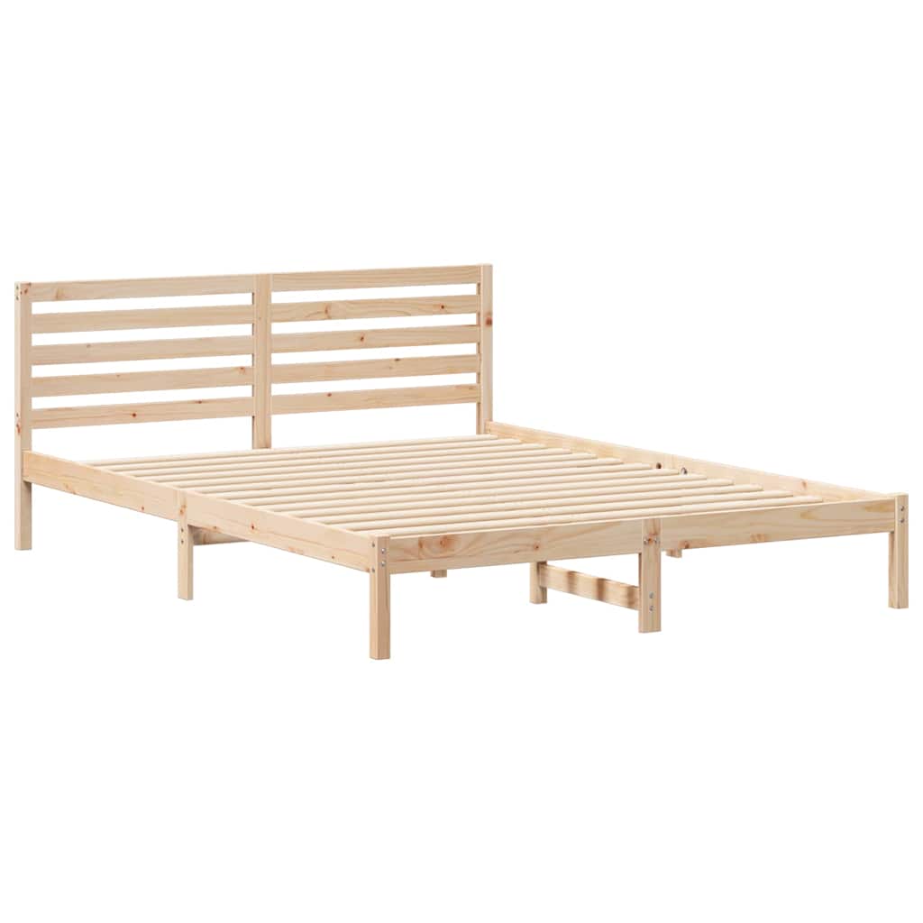 Sengestel Med Hovedgærde Brun 160 220 Cm Massivt Fyrretræ - Billede 2