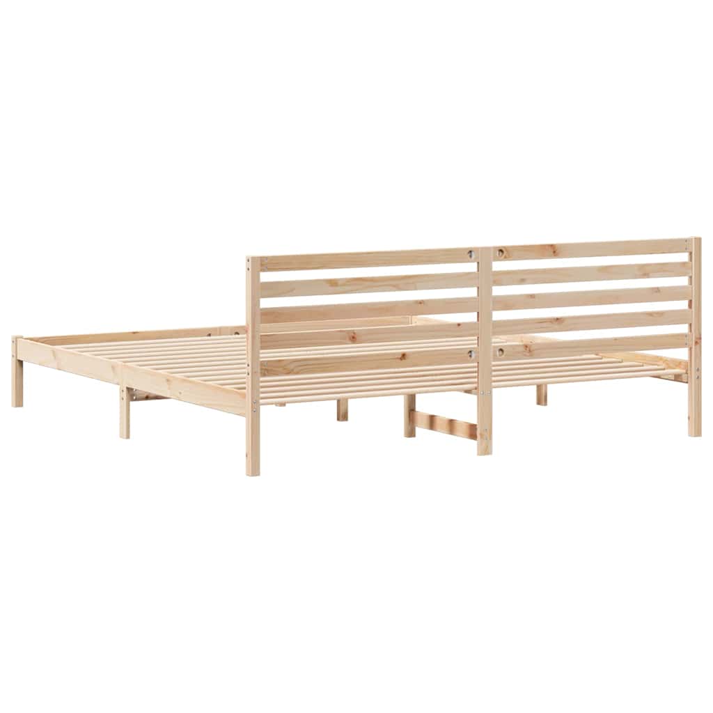 Sengestel Med Hovedgærde Brun 180 220 Cm Massivt Fyrretræ - Billede 8
