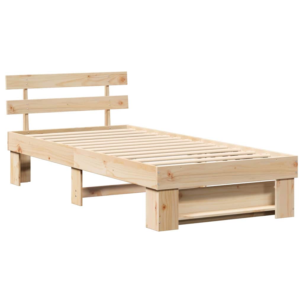 Sengestel Med Hovedgærde Brun 75 190 Cm Massivt Fyrretræ - Billede 2