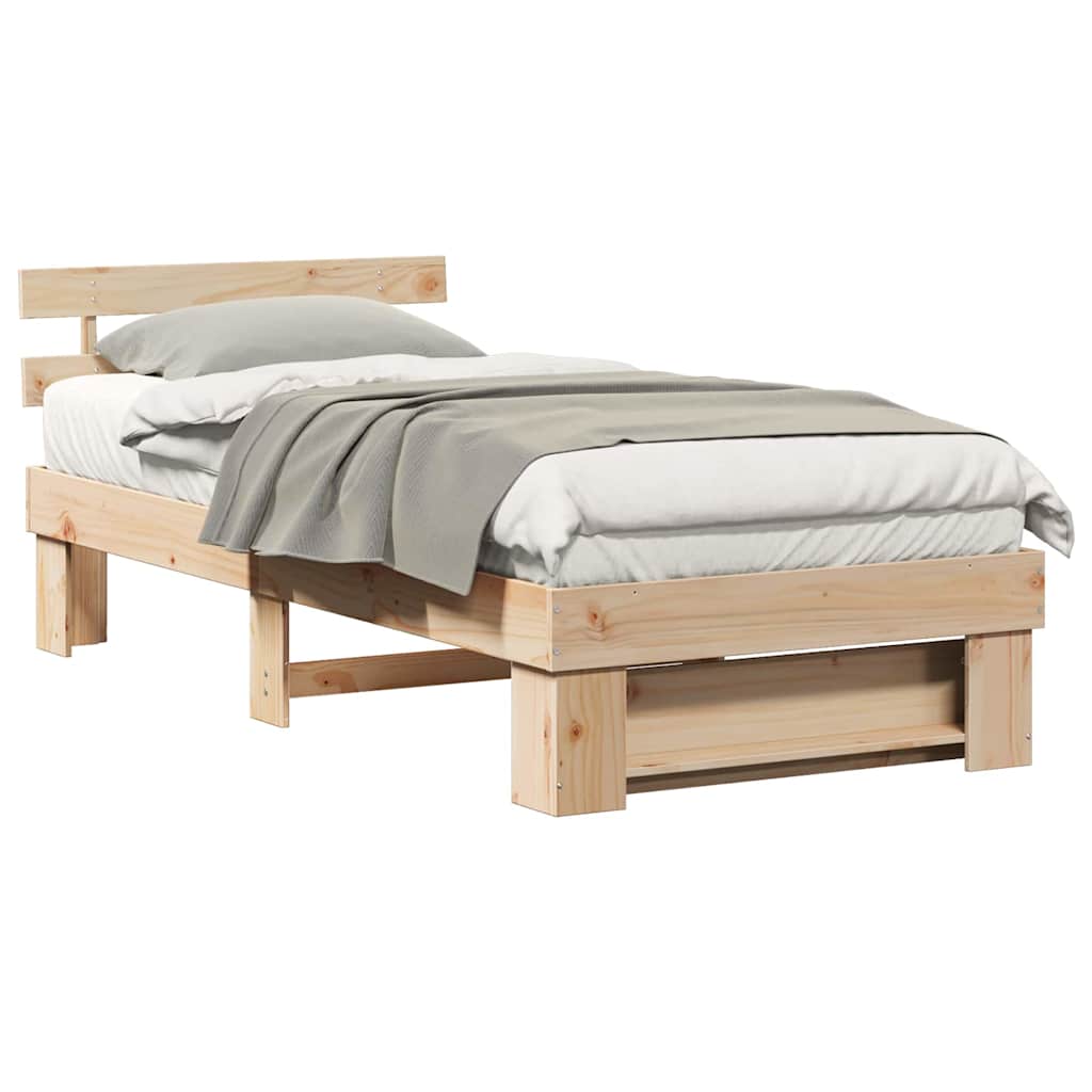 Sengestel Med Hovedgærde Brun 75 190 Cm Massivt Fyrretræ - Billede 3