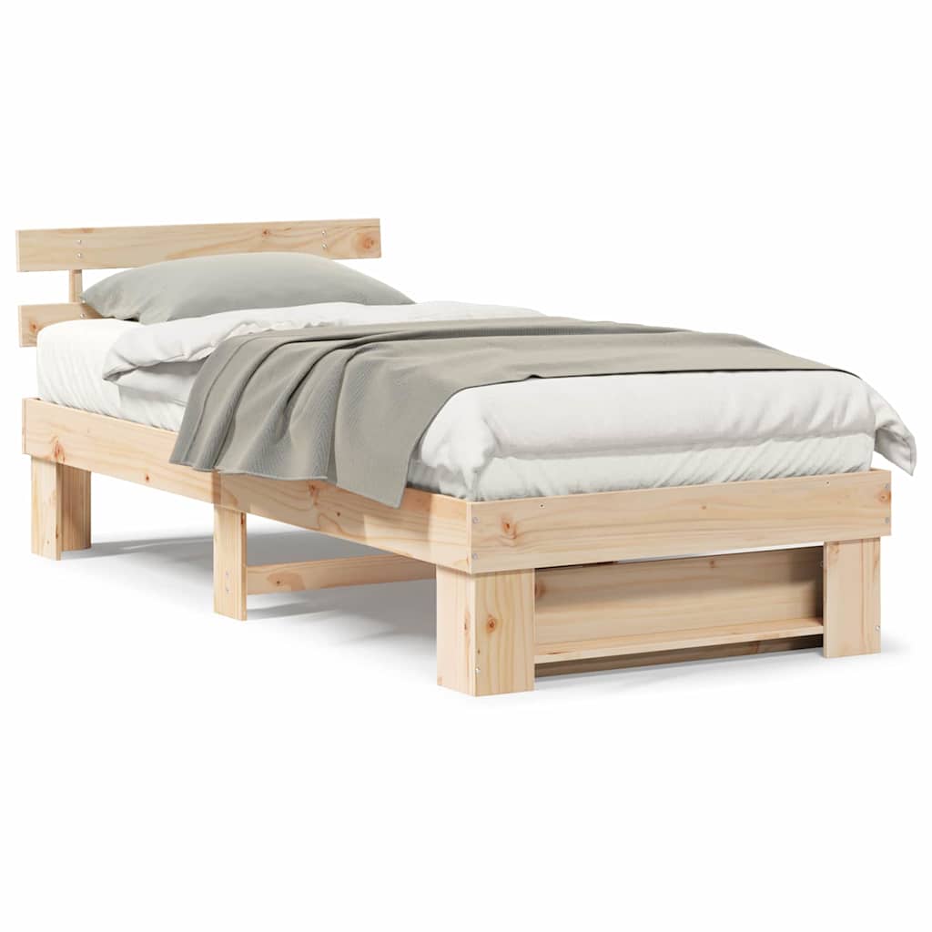 Sengestel Med Hovedgærde Brun 75 190 Cm Massivt Fyrretræ - Billede 4