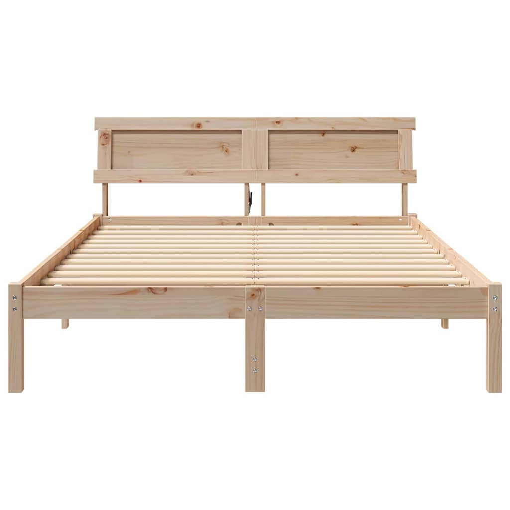 Sengestel Med Hovedgærde Brun 135 190 Cm Massivt Fyrretræ - Billede 5