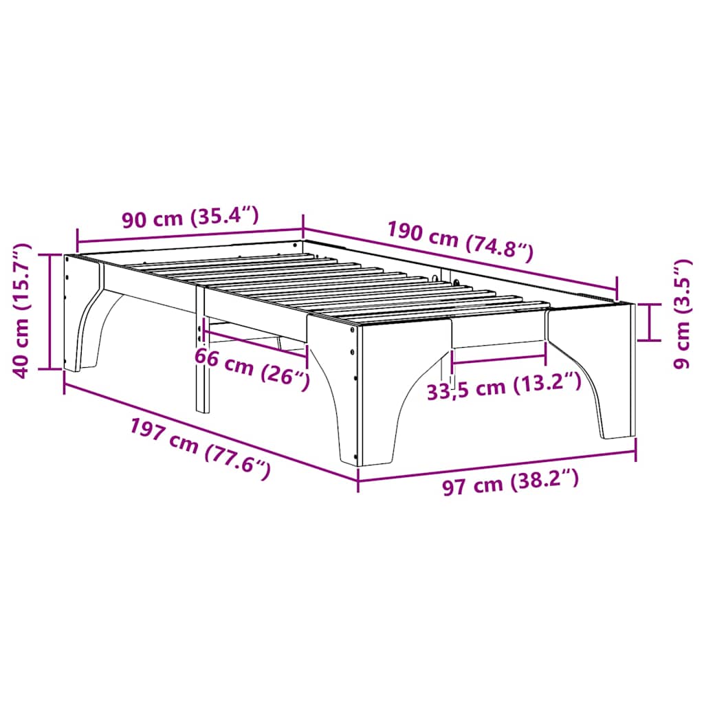 Gulv Seng Ramme Med Opbevaring Brun Massivt Fyrretræ - Billede 10