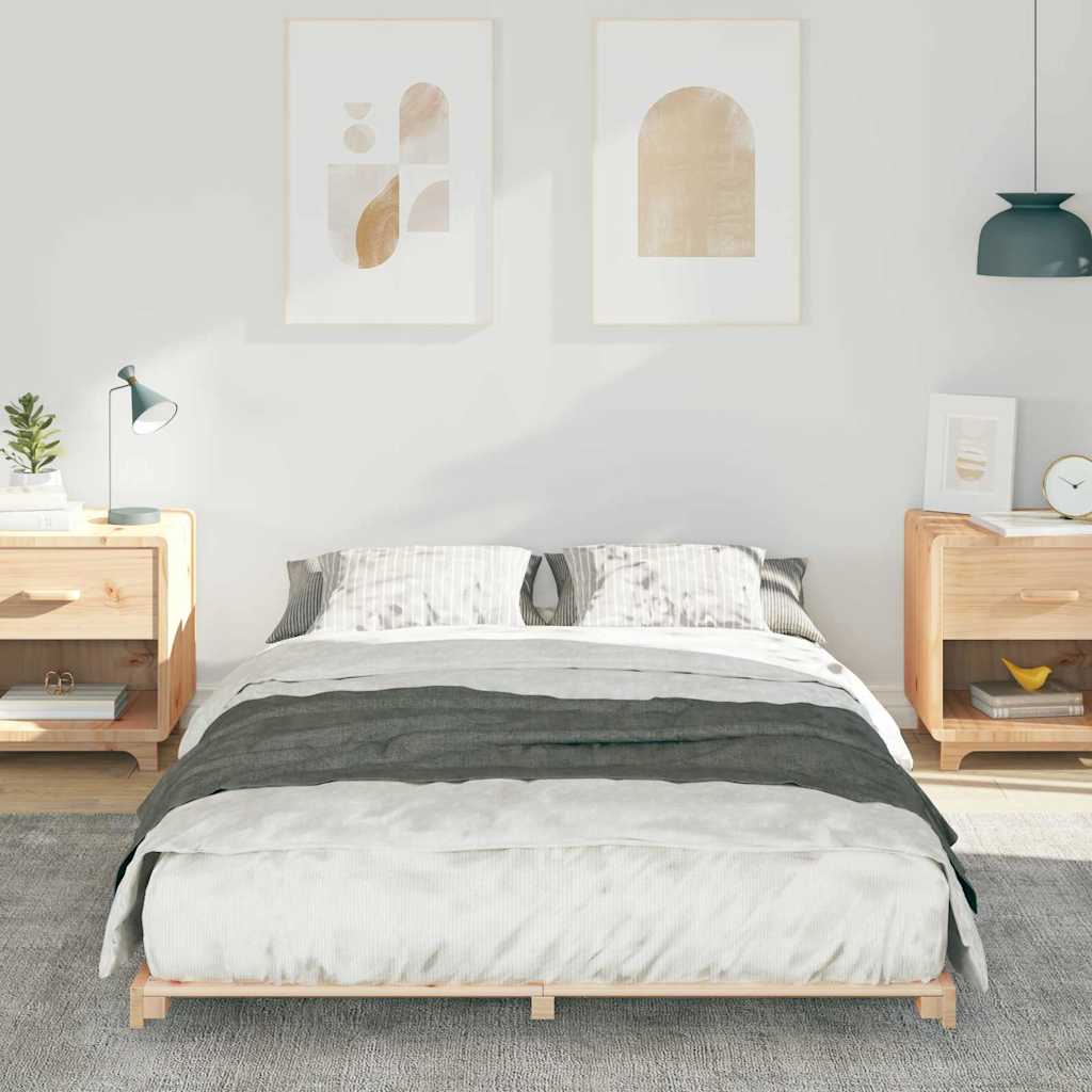 Gulv Seng Ramme Brun 140 190 Cm Massivt Fyrretræ - Billede 5