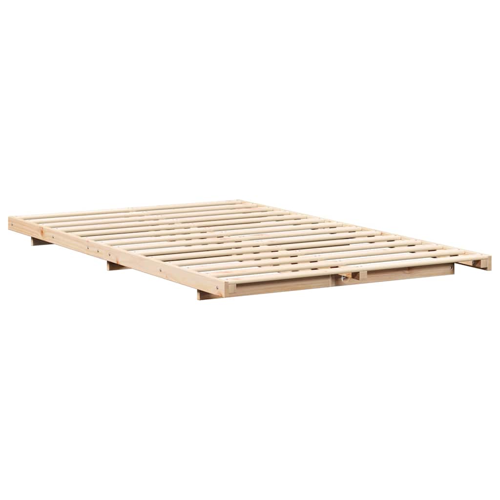 Gulv Seng Ramme Brun 140 190 Cm Massivt Fyrretræ - Billede 2