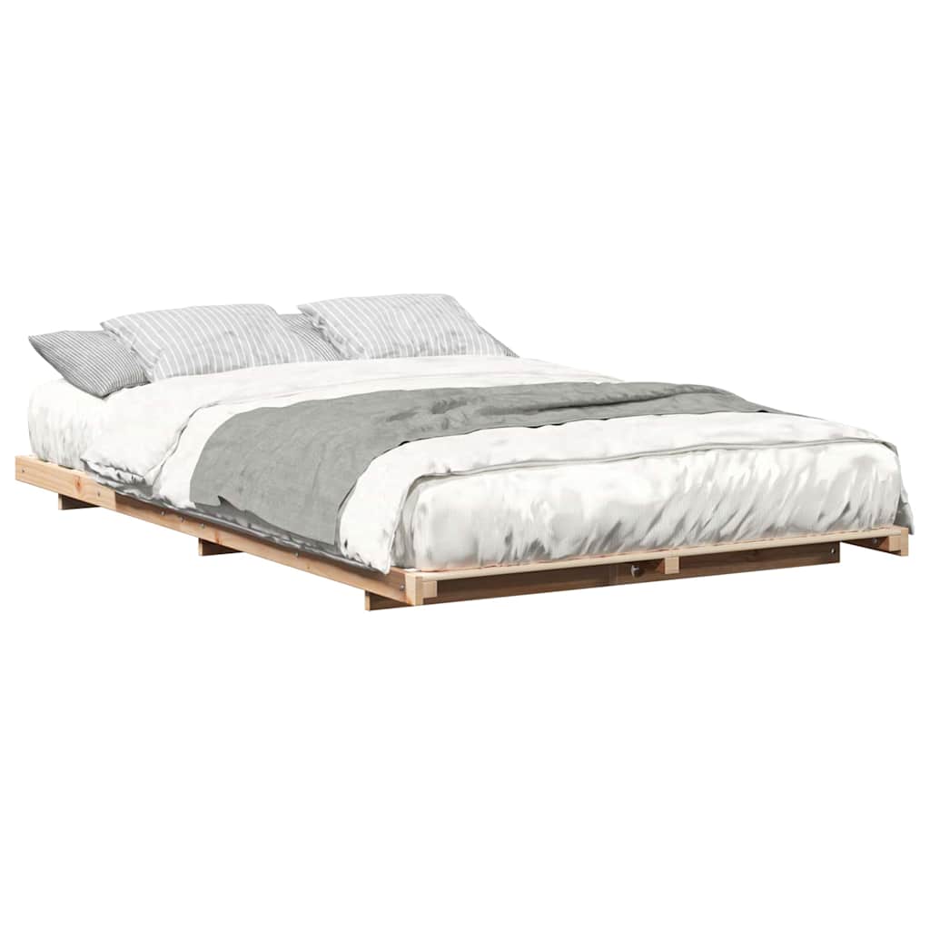 Gulv Seng Ramme Brun 140 190 Cm Massivt Fyrretræ - Billede 3