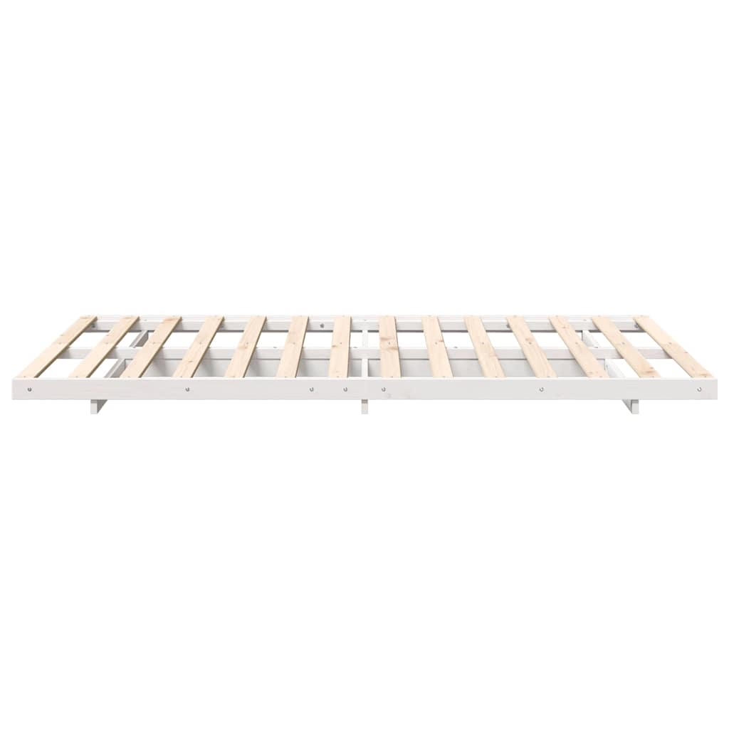 Gulv Seng Ramme Hvid 140 190 Cm Massivt Fyrretræ - Billede 7