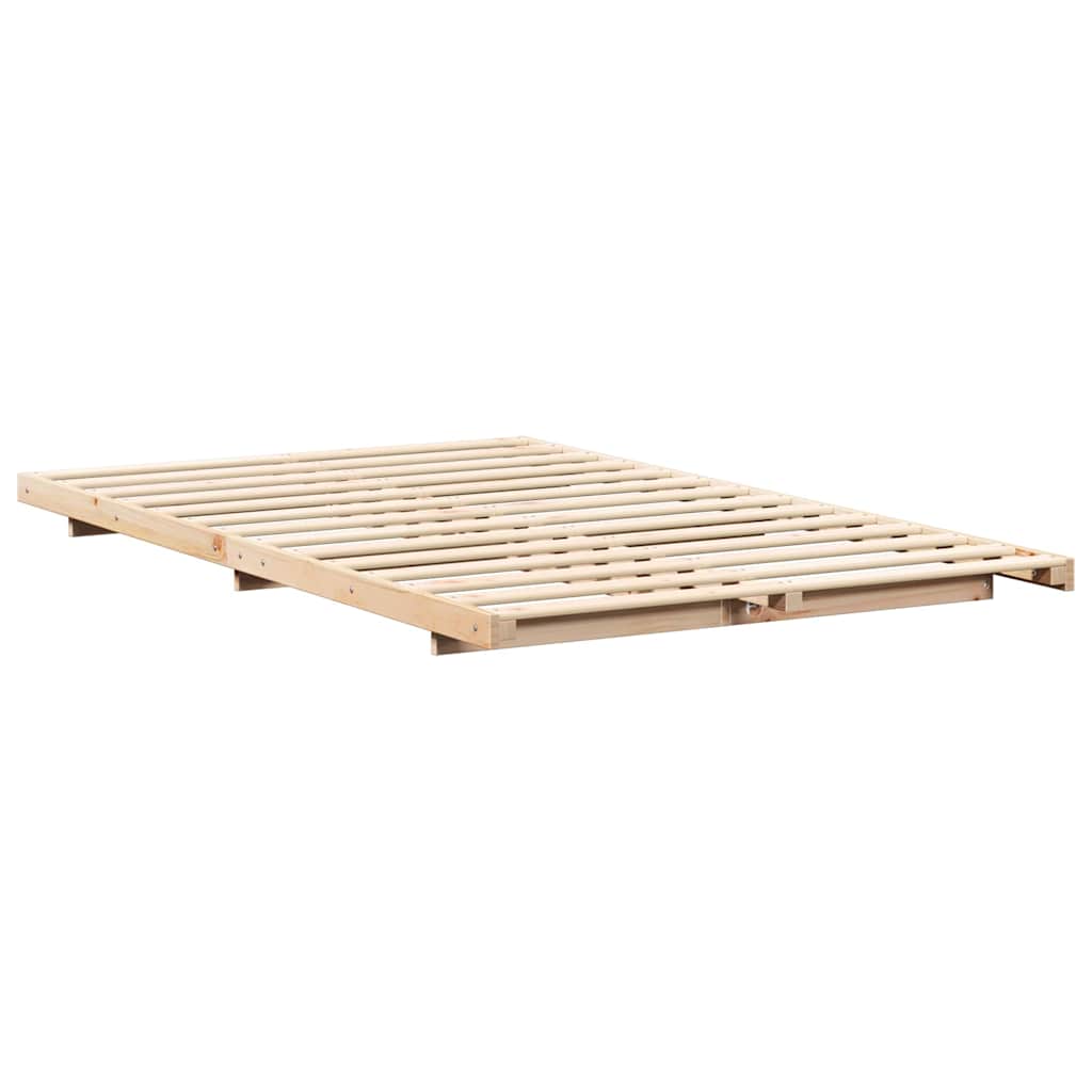 Gulv Seng Ramme Brun 135 190 Cm Massivt Fyrretræ - Billede 8