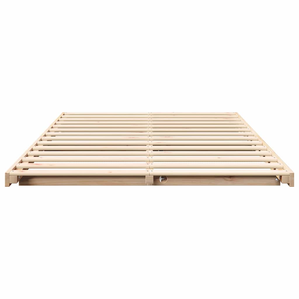 Gulv Seng Ramme Brun 135 190 Cm Massivt Fyrretræ - Billede 6