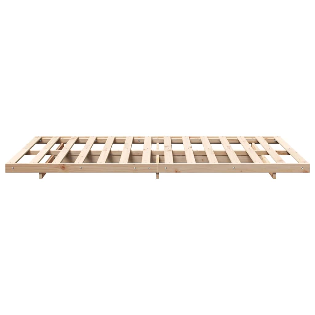 Gulv Seng Ramme Brun 135 190 Cm Massivt Fyrretræ - Billede 7