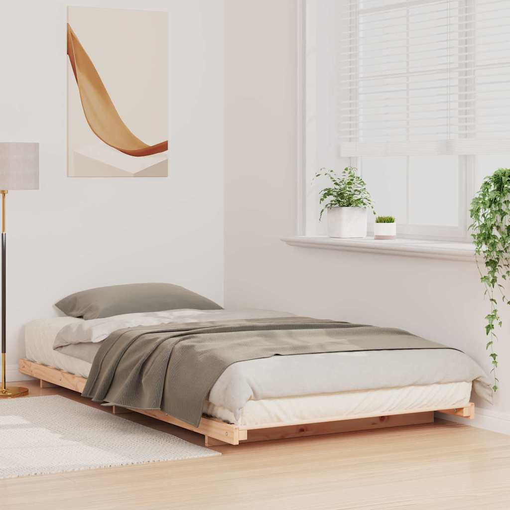 Gulv Seng Ramme Brun 90 200 Cm Massivt Fyrretræ - Billede 5
