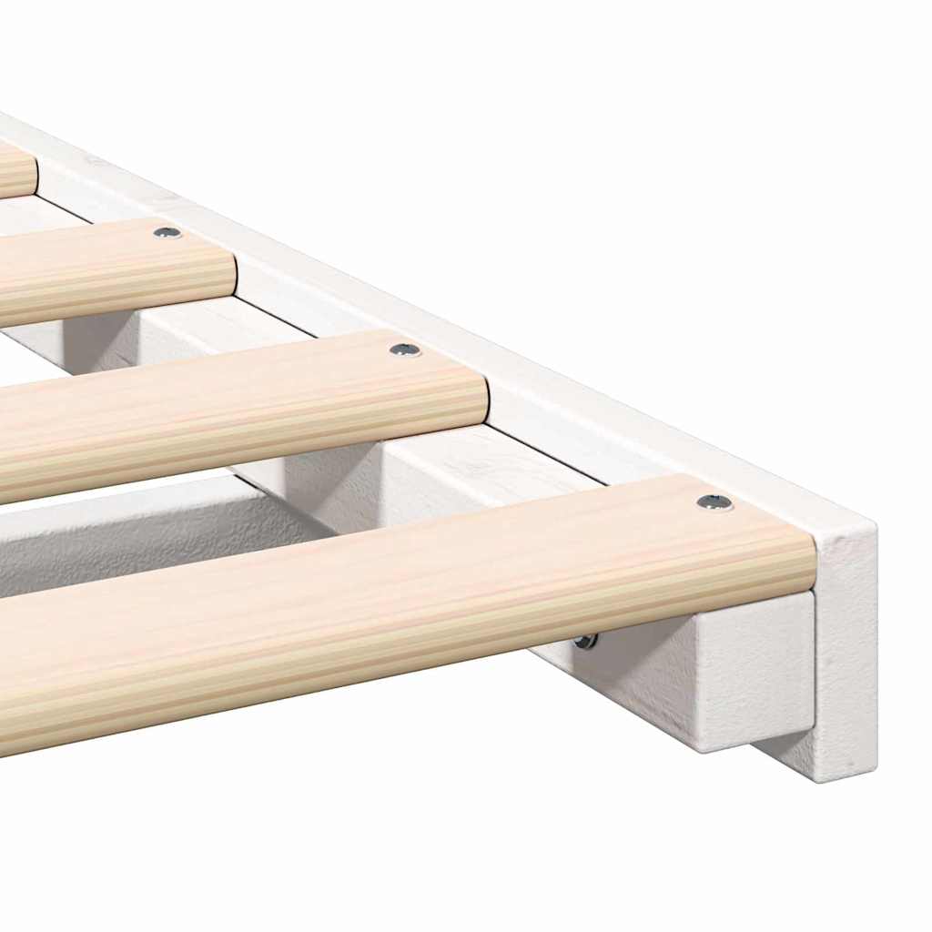 Gulv Seng Ramme Hvid 90 200 Cm Massivt Fyrretræ - Billede 9