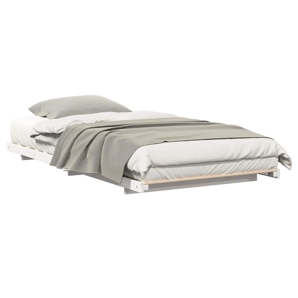 Gulv Seng Ramme Hvid 90 200 Cm Massivt Fyrretræ - Billede 3