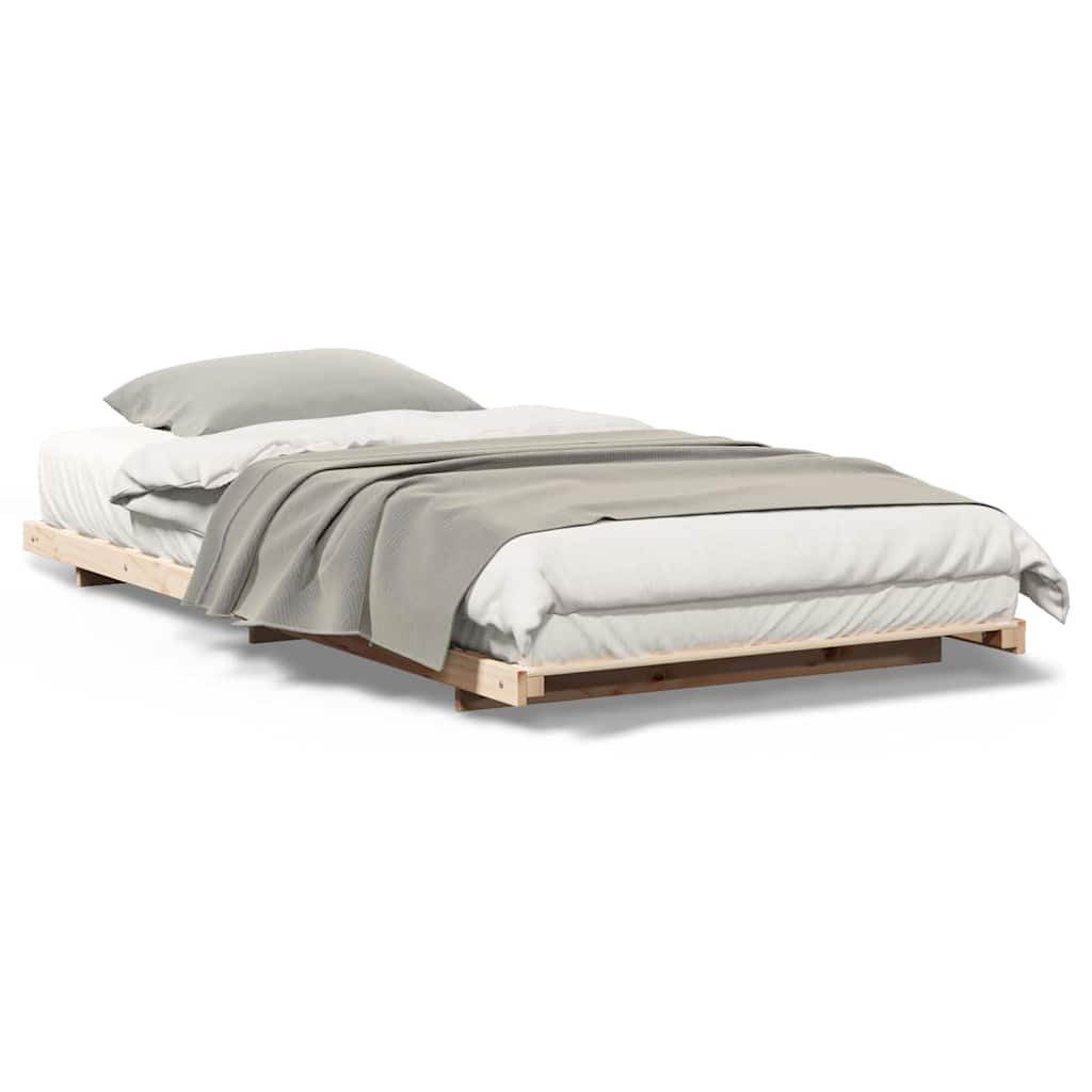 Gulv Seng Ramme Brun 100 210 Cm Massivt Fyrretræ - Billede 4