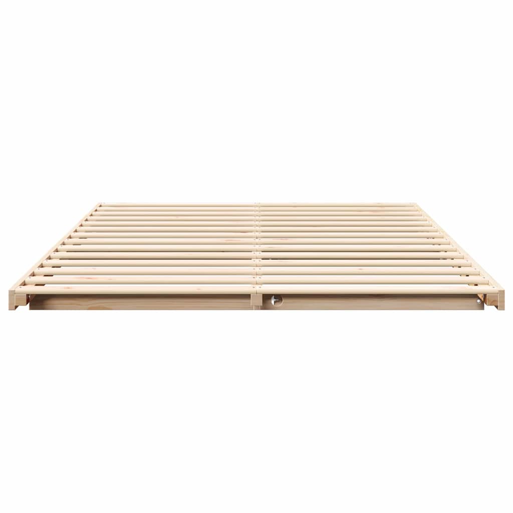 Gulv Seng Ramme Brun 140 210 Cm Massivt Fyrretræ - Billede 6