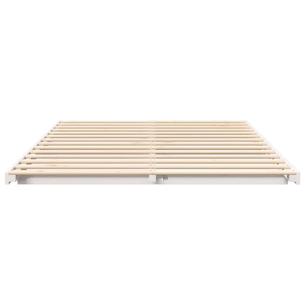 Gulv Seng Ramme Hvid 160 220 Cm Massivt Fyrretræ - Billede 6