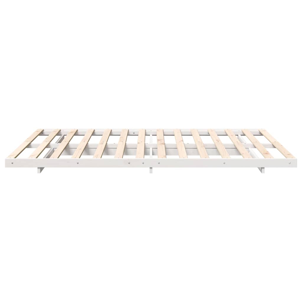Gulv Seng Ramme Hvid 160 220 Cm Massivt Fyrretræ - Billede 7