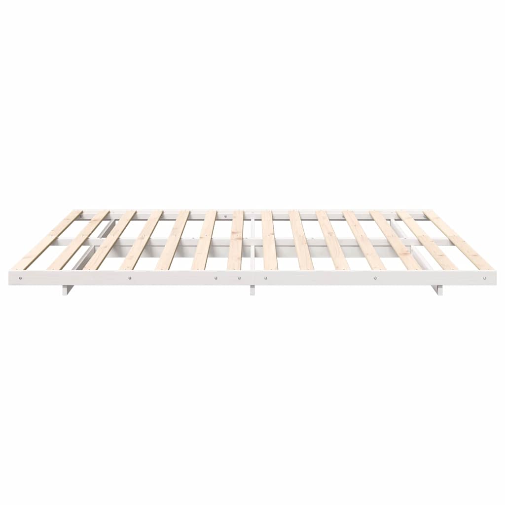 Gulv Seng Ramme Hvid 200 220 Cm Massivt Fyrretræ - Billede 7