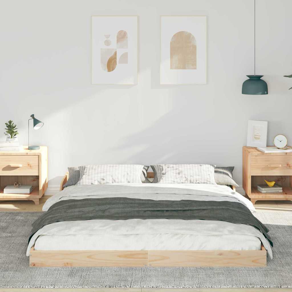 Sengestel Brun 150 200 Cm Massivt Fyrretræ - Billede 5