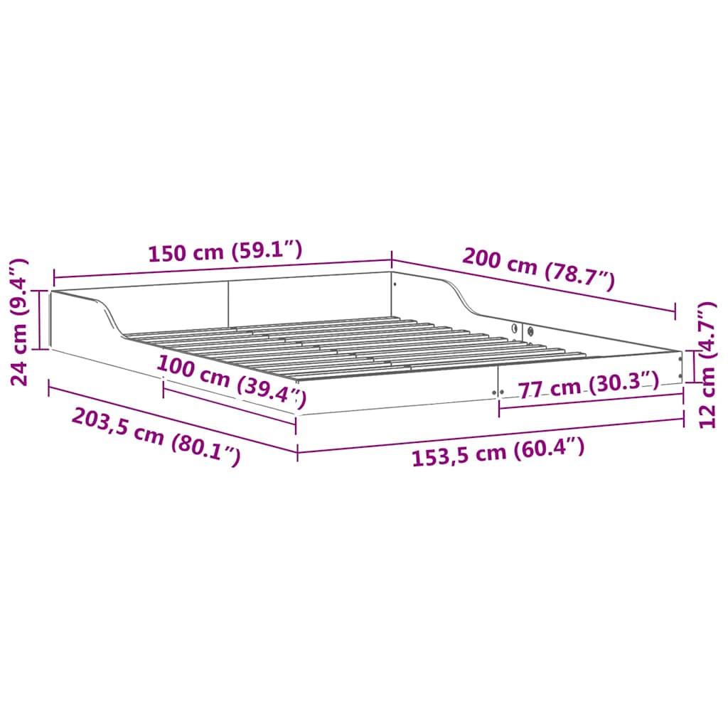 Sengestel Brun 150 200 Cm Massivt Fyrretræ - Billede 10