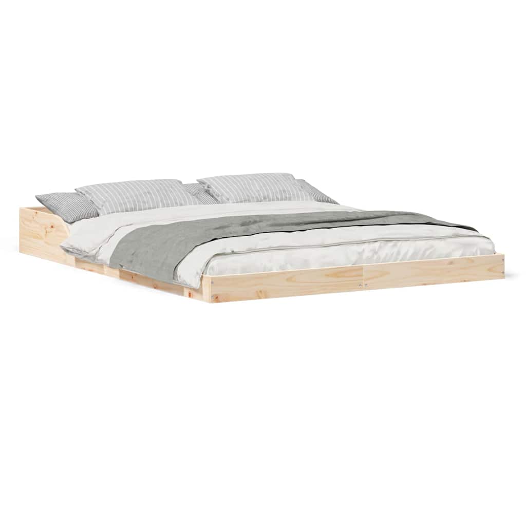 Sengestel Brun 150 200 Cm Massivt Fyrretræ - Billede 4