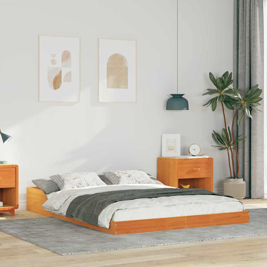 Sengestel Gyldenbrun 140 X 190 Cm Massivt Fyrretræ - Hovedbillede