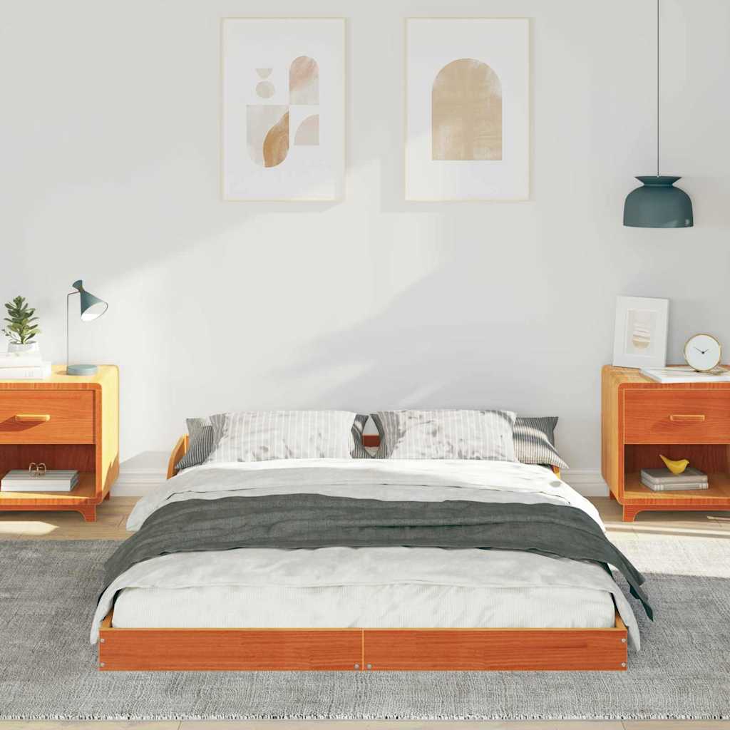 Sengestel Gyldenbrun 140 X 190 Cm Massivt Fyrretræ - Billede 4