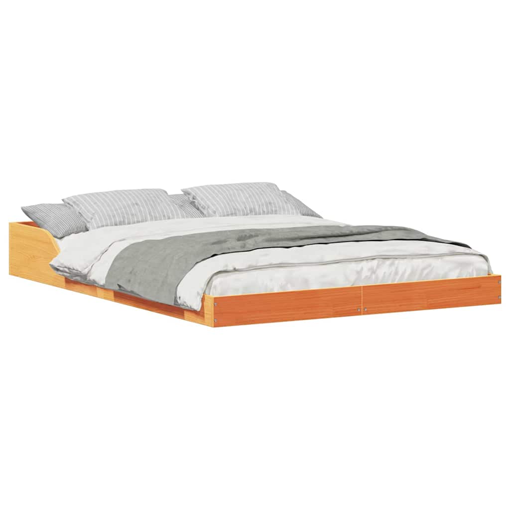 Sengestel Gyldenbrun 135 X 190 Cm Massivt Fyrretræ - Billede 3
